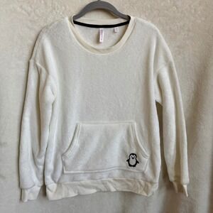 Joyspun Kids NWT Plush Penguin Pajama Top White Girls Sz M 8-10 Soft Loungewear
